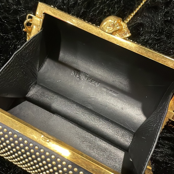 Alexander McQueen Cylinder Black Studded Cross Body Clutch with Scull ornament - Picture 6 of 10